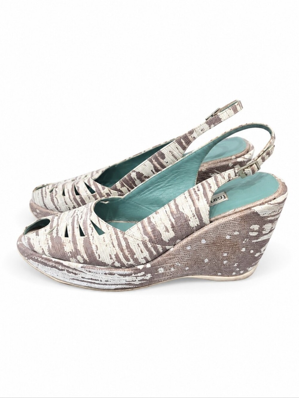 Vintage Franco Celin Made in Italy Leather Wedge Sandals Size 9